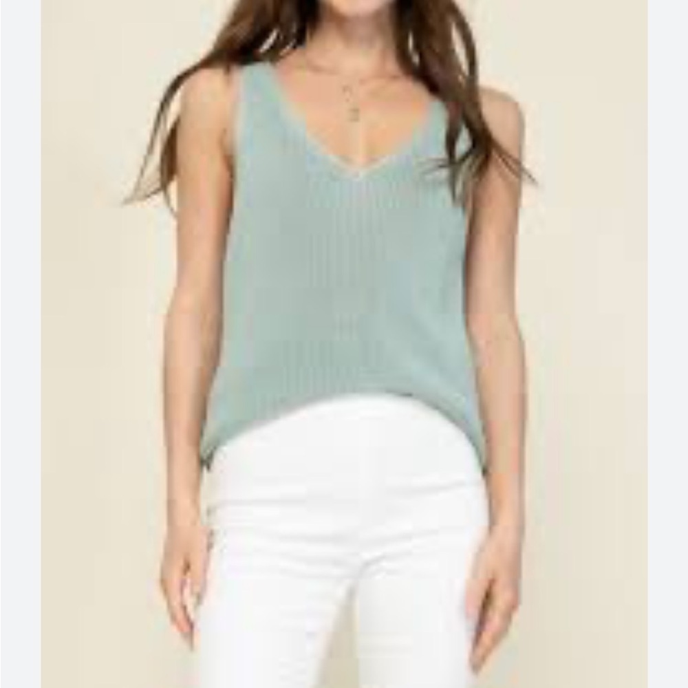 SHEIN Knit V-Neck Tank Top in Mint Women’s Size S